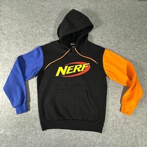 Dumbgood Nerf Hoodie Mens Small Black Colorblock Pullover Kids Nostalgic Retro